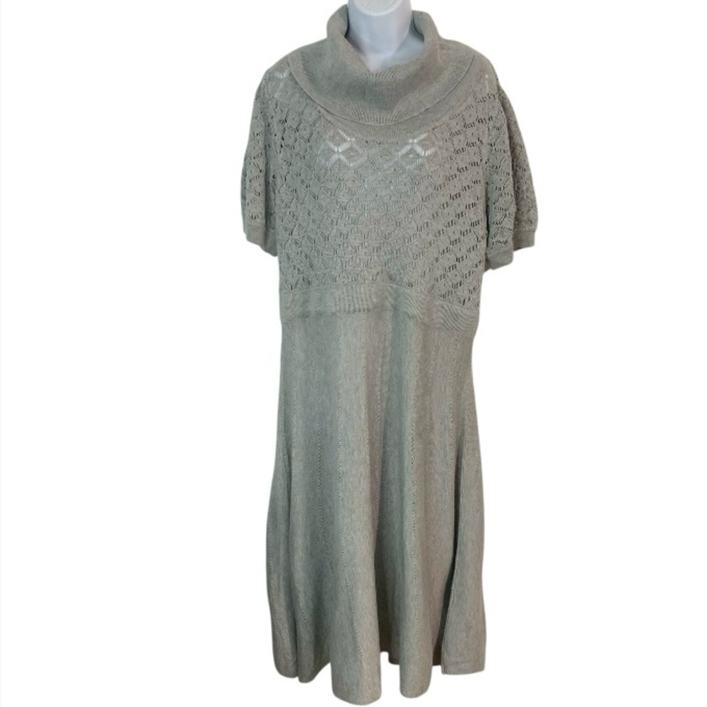 JESSICA HOWARD Open Knit Top Cowl Neck Fit & Flare Dress
